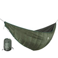 Green waterproof camping hammock in 20D380T nylon grid cloth, 228 x 65cm single portable folding outdoor leisure hammock