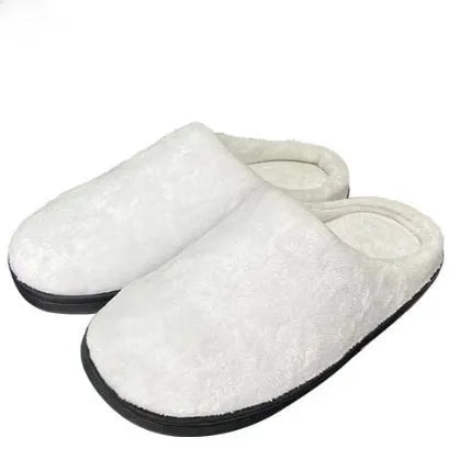Women's pattern printed warm cotton slippers in a custom colour on a flannel background.