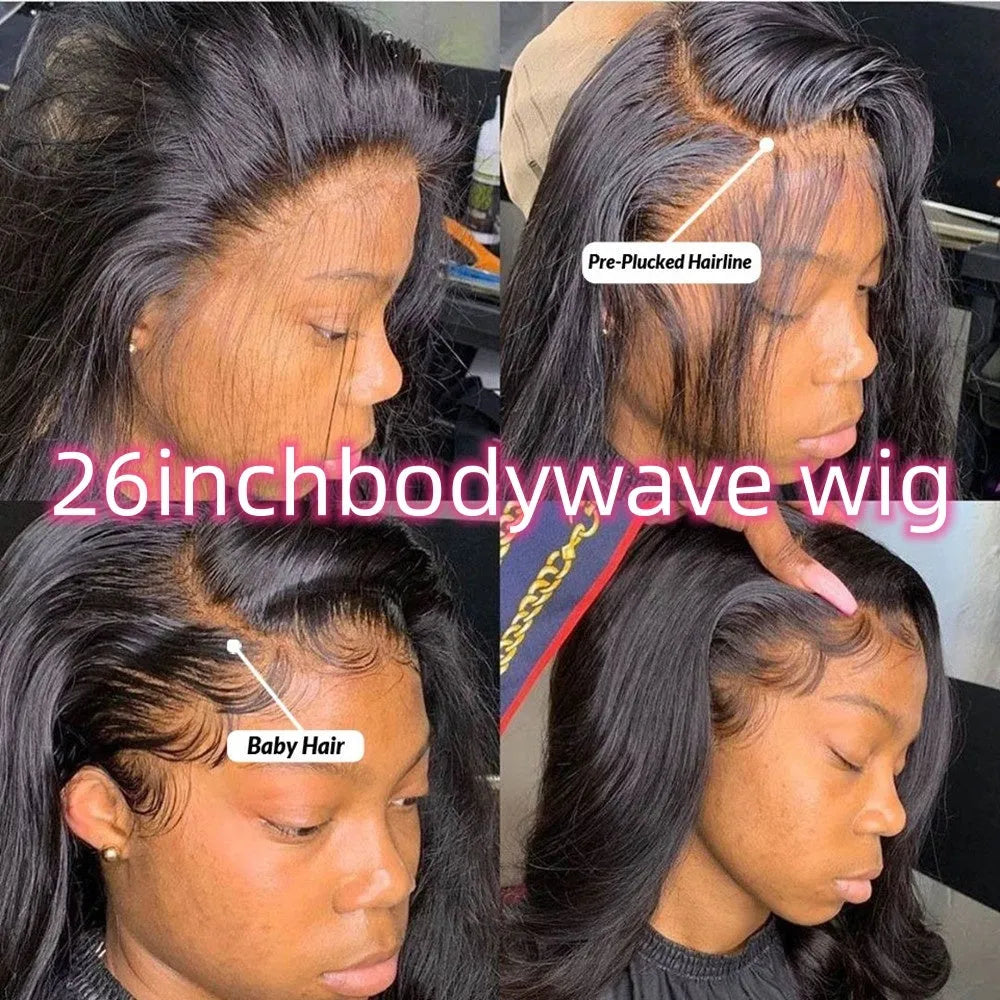 360 full lace frontal body wave human hair wig 9A grade 150% density natural 1b colour length 8-28 inches