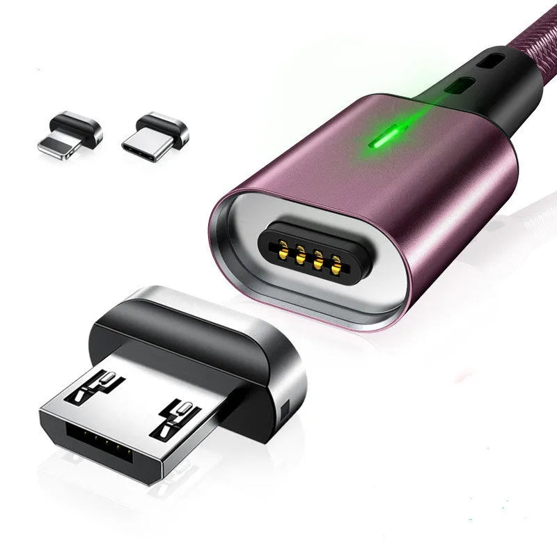 Elough Estar 3-in-1 magnetic charging cable, 1m nylon braided, black blue red, Android Apple Type-C
