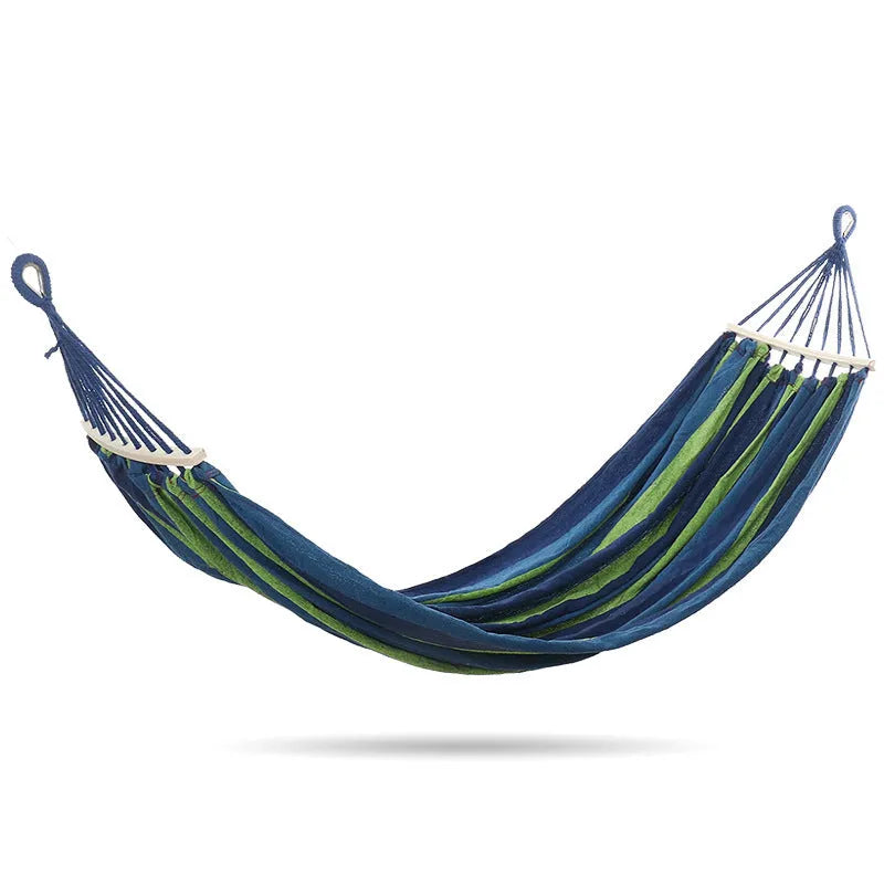 Canvas swing camping hammock with striped pattern fabric buckle single red blue anti-flip outdoor use