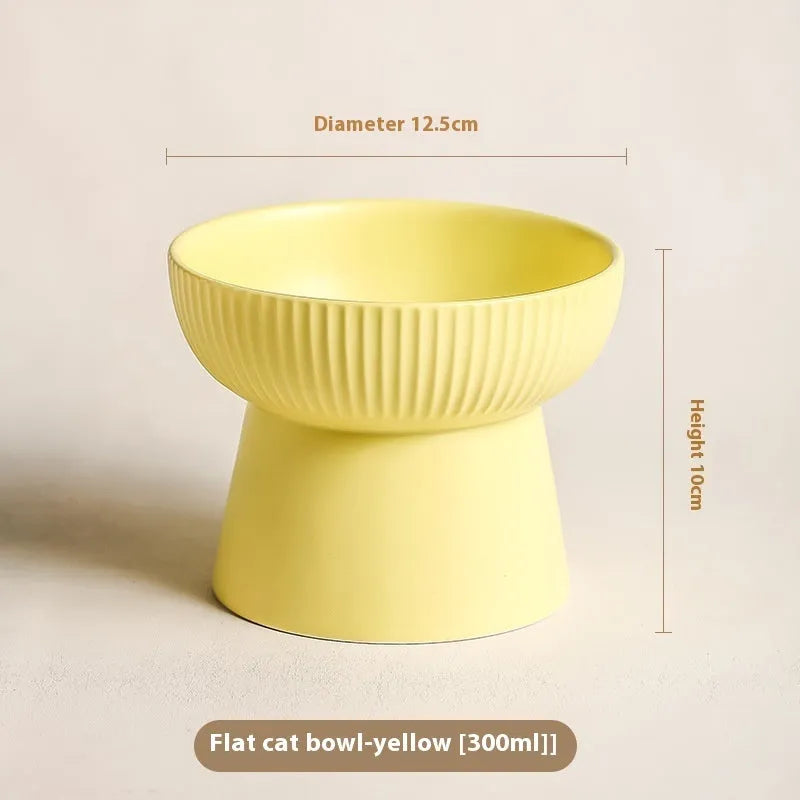 Striped oblique matte purple anti-tumble porcelain cat goblet rice bowl on a light background