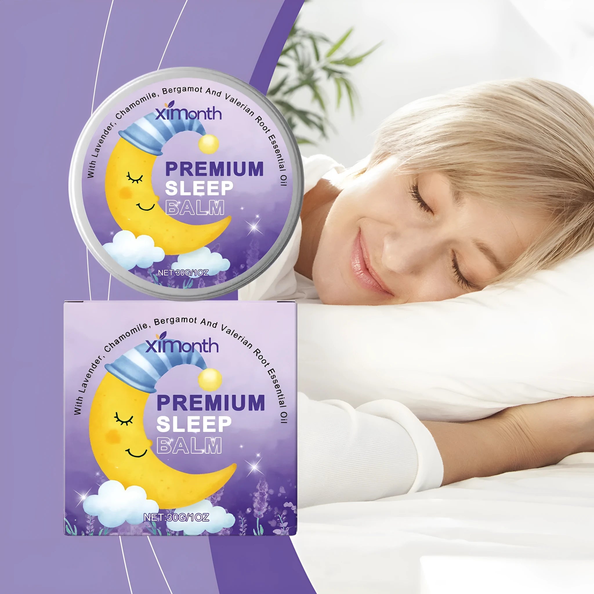 30g container of Sleep Goodnight Cream with lavender, chamomile, bergamot and valerian