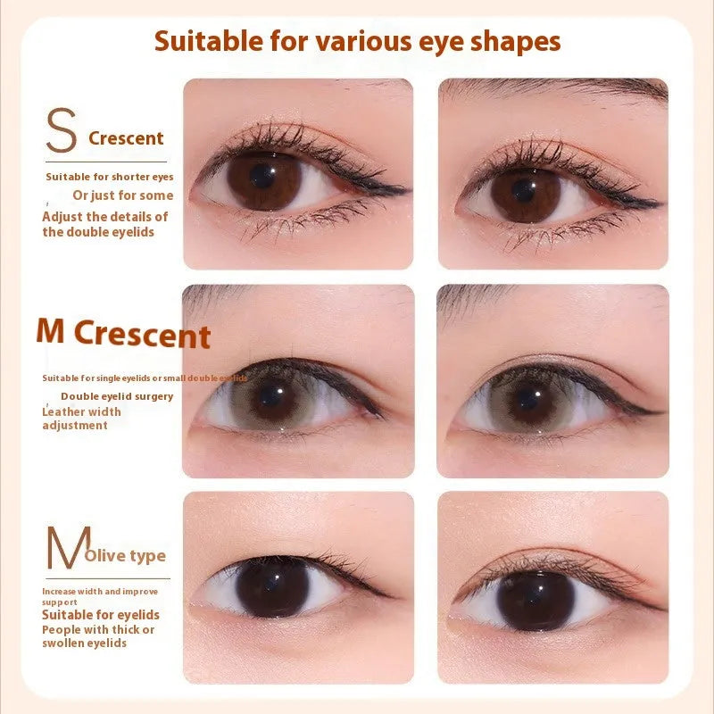 Roll of invisible lace double eyelid stickers showing crescent and olive shape options