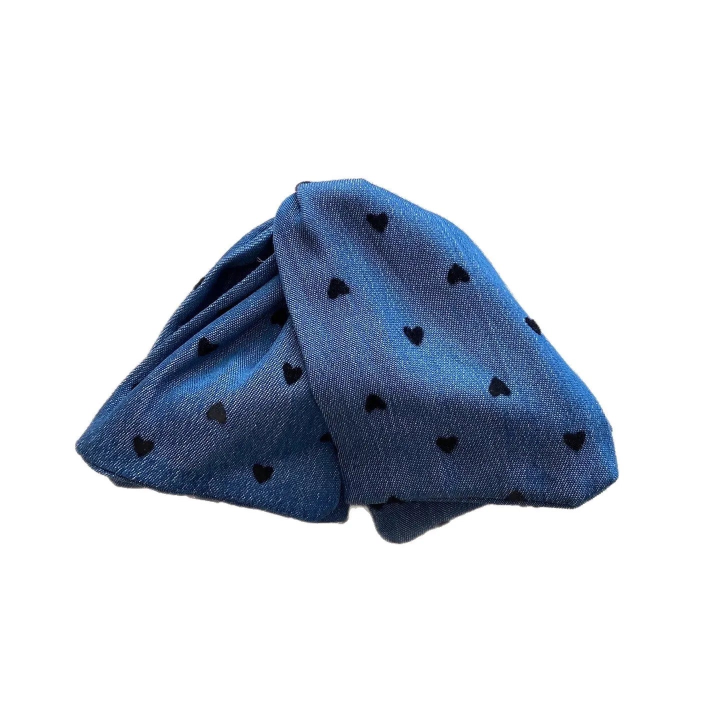 Women's triangle hair grip with denim fabric bow decoration on plastic hairpin