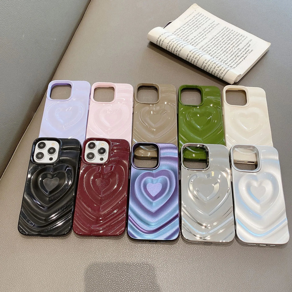 TPU soft phone case with three-dimensional love wave pattern pleated sleeve for Apple iPhone, milky white colour