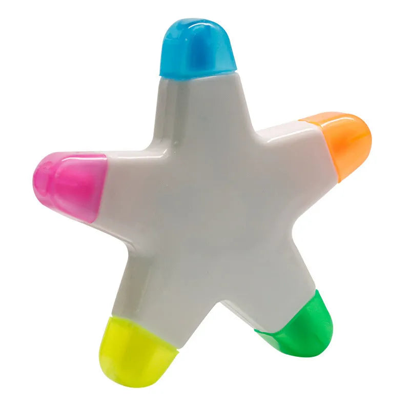 Pentagram highlighter with five multicolour shades, plastic shell and 10.8 cm diameter in OPP packing