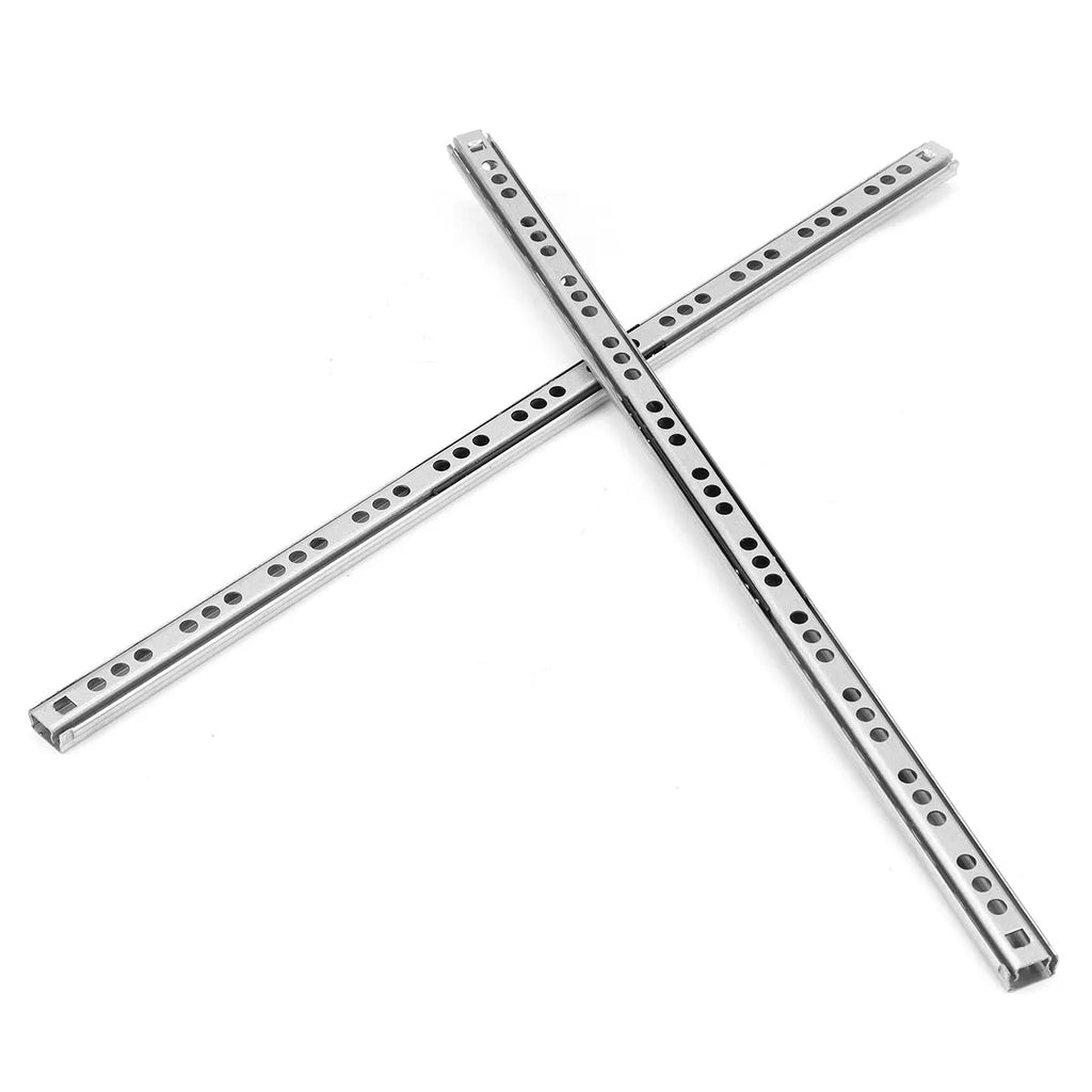 Two-section ultra-narrow drawer slide rail with ball bearings, shown in 17mm width