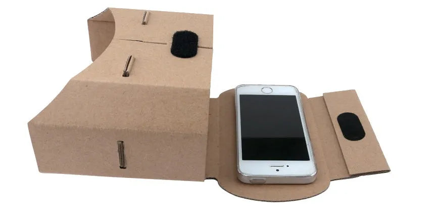 Corrugated paper virtual reality glasses for smartphones with 153x83mm dimensions