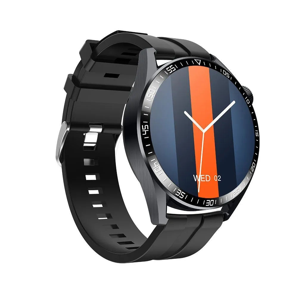 Black and silver GS3 Max smart watch on silicone strap showing 1.35-inch IPS screen with health metrics display.