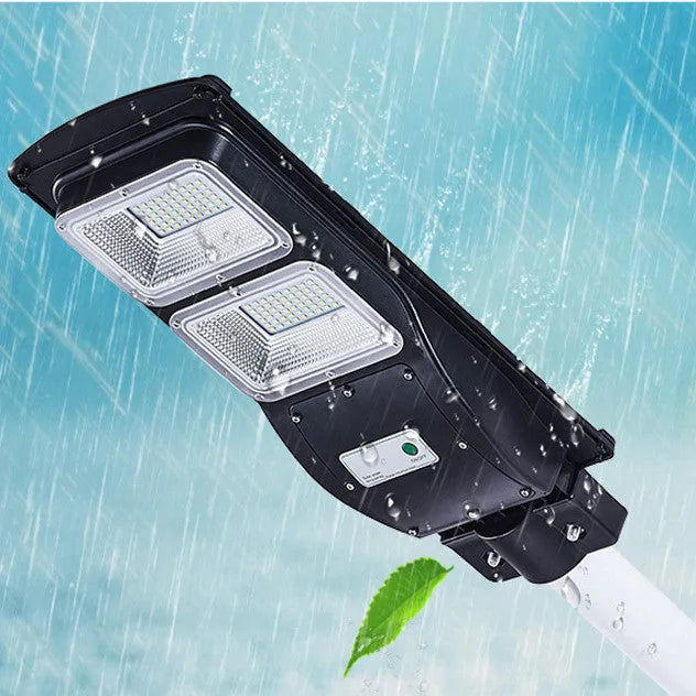 Integrated solar street light with solar panel and LED light unit for outdoor installation