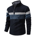 Plus size stand collar knitted sweater in purplish blue, loose thickened polyester pullover with long sleeves