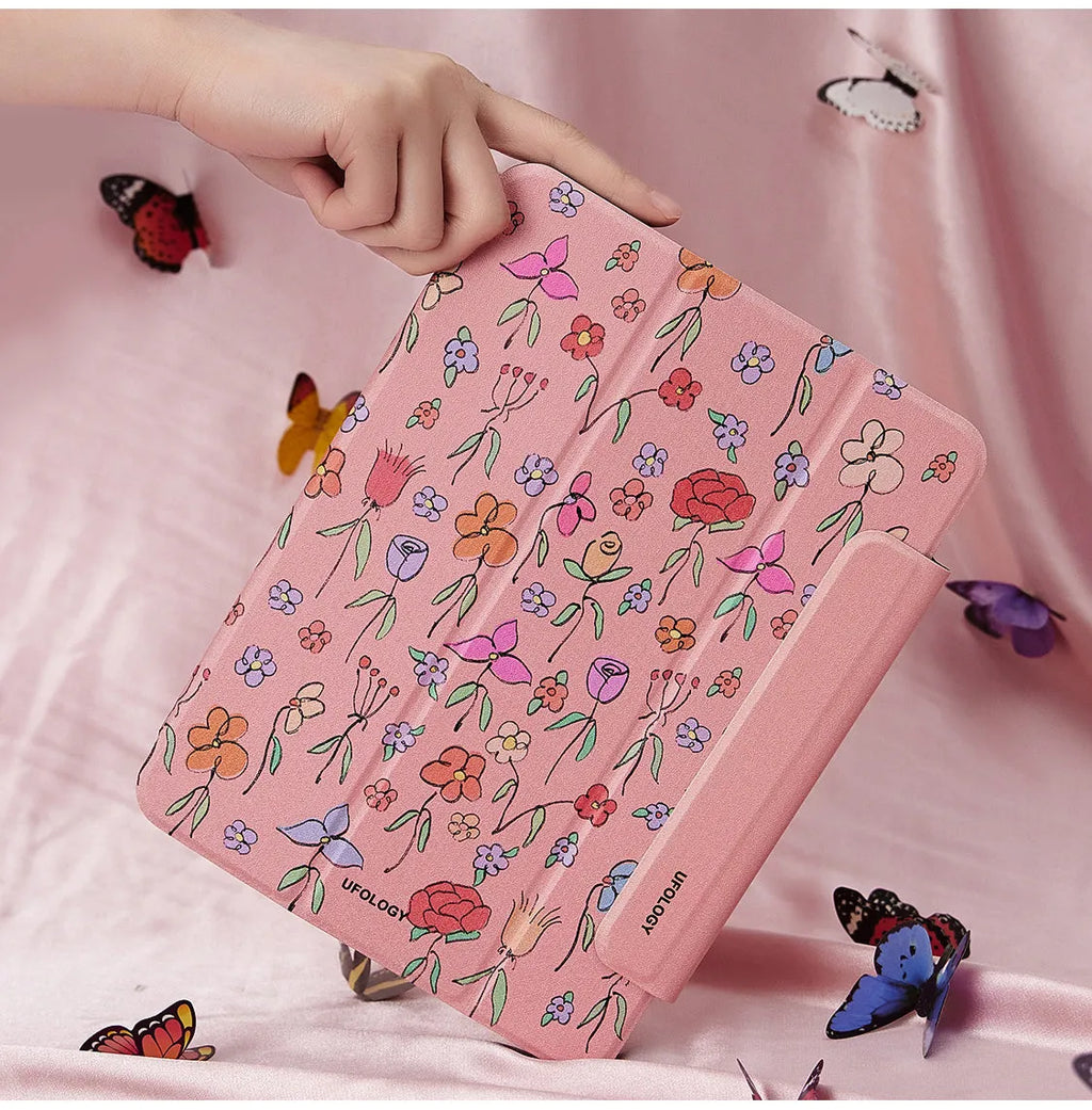 Magnetic suction flat shell protective case for iPad Air 4 and Air 5 tablets in polyurethane