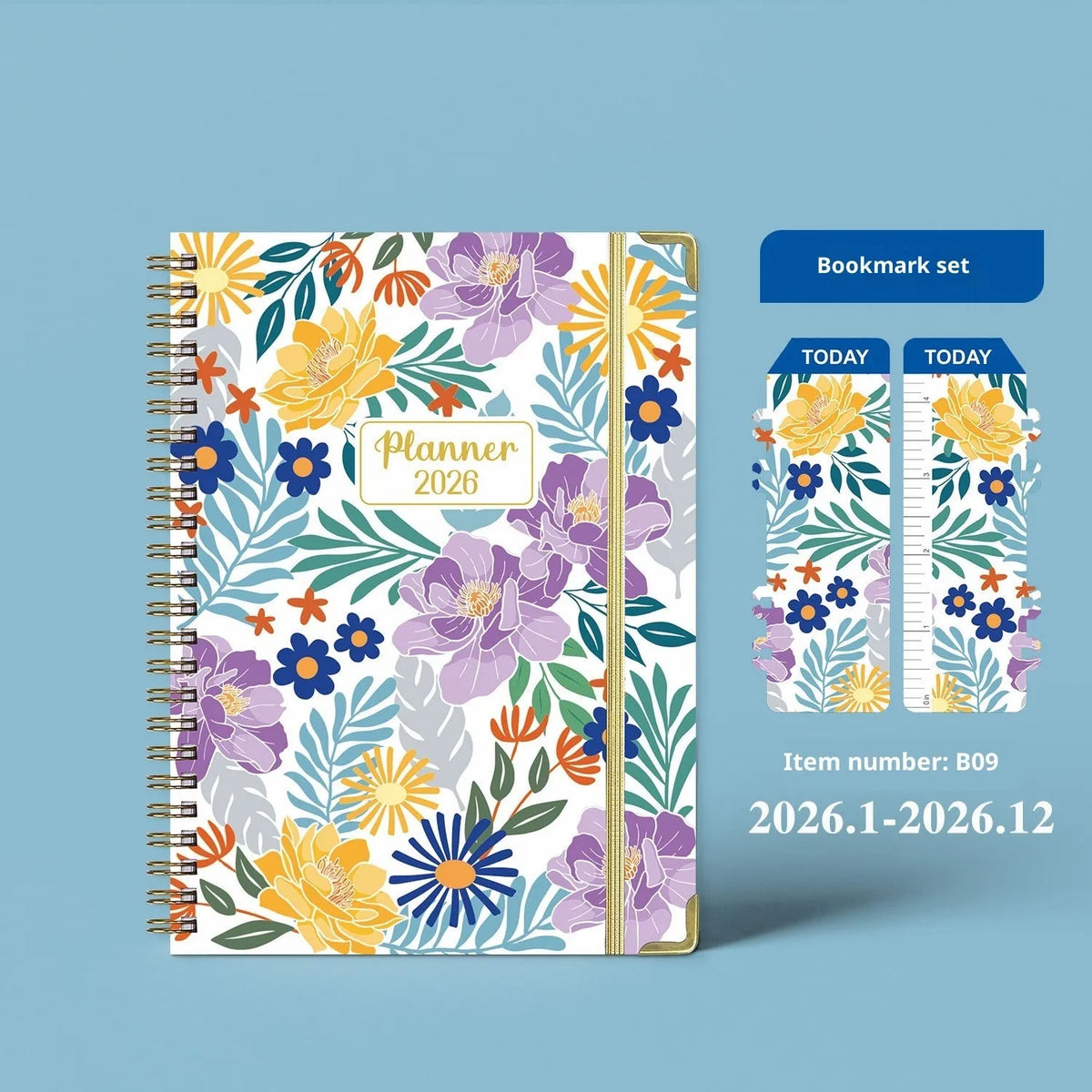 2026 A5 coil diary notebook with paper cover in eight colour options B08 B09 B10 B11 B12 B13 B14 B15