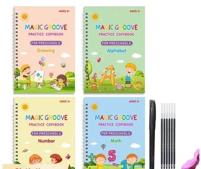 Children's groove magic handwriting practice set with double-sided board and ten pen refills