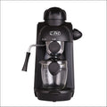 Black home mini espresso machine, semi-automatic steam type, 5 cup capacity, EU model, 220-240V, 730-800W, Italian style.