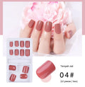 Wear Nails 12-piece pure colour nail art fake nail patches in solid colour style with jelly glue