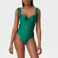 Women's one-piece swimsuit with gauze skirt in double shoulder and oblique shoulder styles