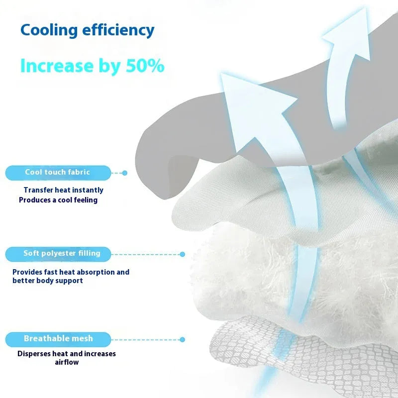 Ice silk cooling mat for dogs with dog head shape design in light grey colour