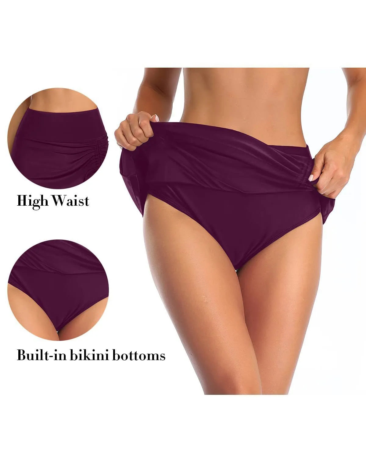 Women's solid colour lace fashion swimming trunks in polyester fibre