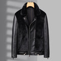 Men's black artificial fur winter jacket, city style, 50cm length, sizes M to 4XL