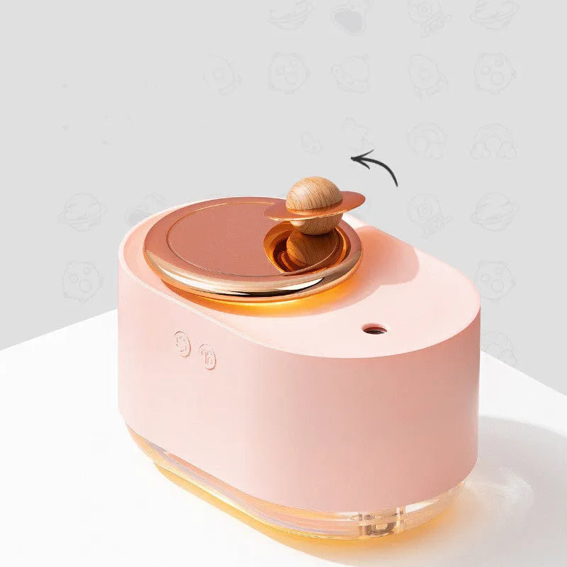 Rotating planet design USB portable humidifier with night light function