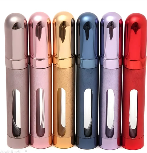 12ml aluminium portable perfume bottle with glass liner in six colour options.