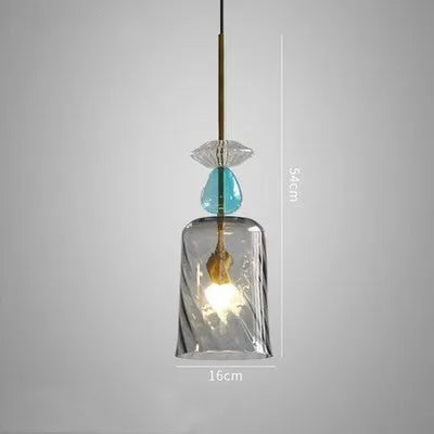 Glass bar counter chandelier with macaron crystal design and adjustable height mechanism