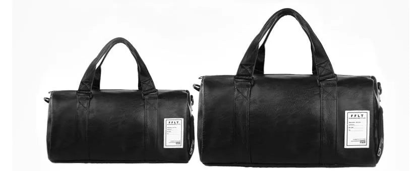 Black waterproof sports bag with separate shoe compartments and diagonal straps in two size options