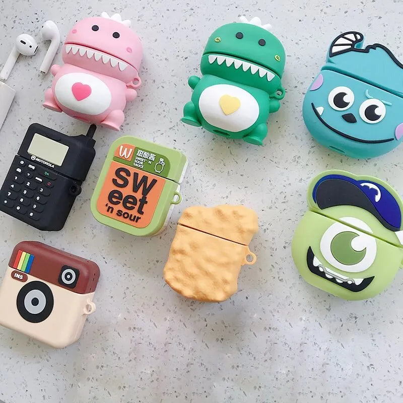 Cartoon animal silicone AirPods protective case in multiple colour options