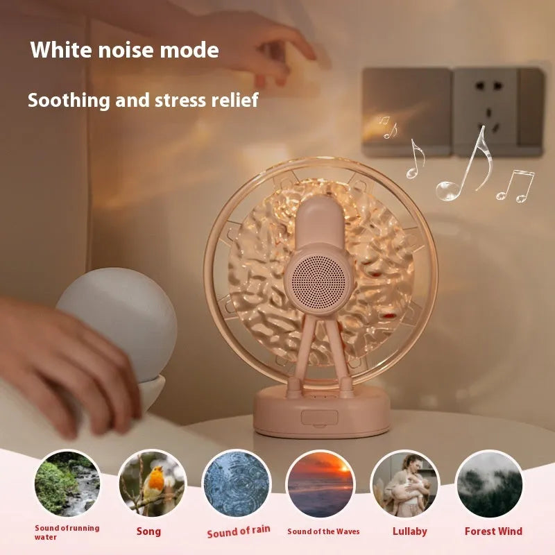 White Ferris wheel shaped Bluetooth speaker with water ripple LED lighting effects