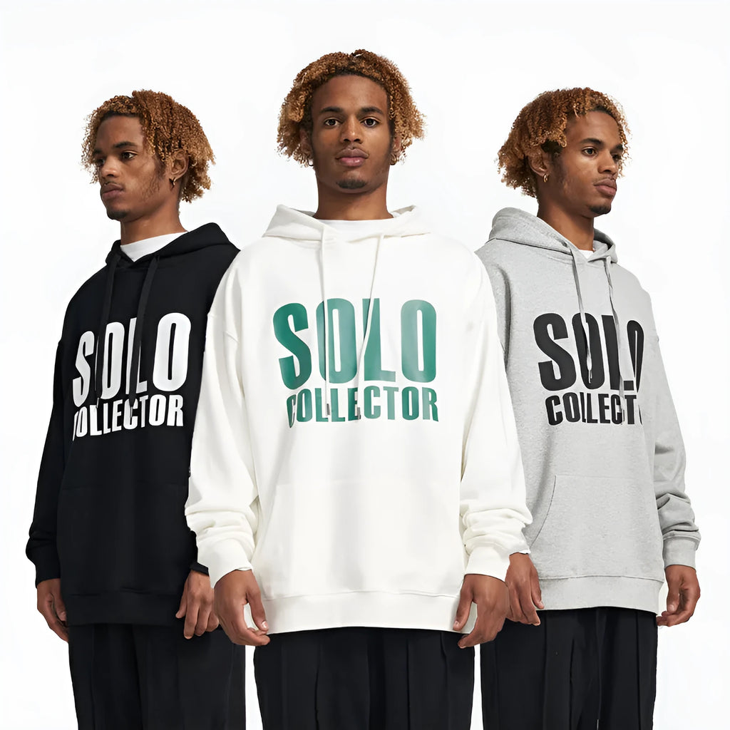 Cotton loose fit letter print hoodie for men and women, apricot colour