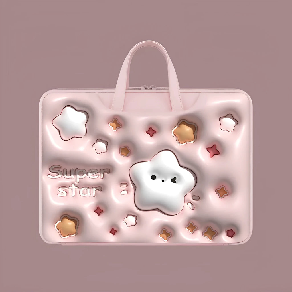 Inflatable laptop bag in PU leather with detachable suitcase strap and built-in air pillow