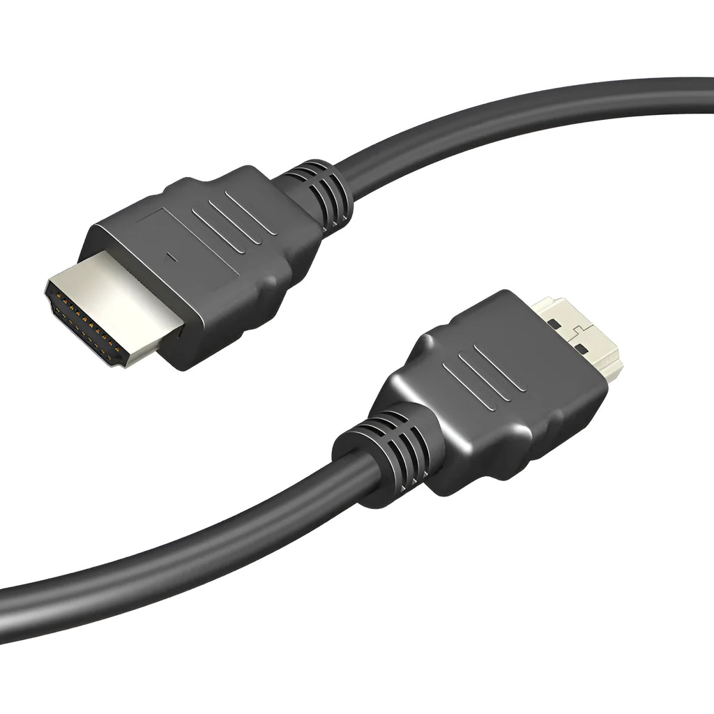 Black HDMI cable with nickel-plated connector for set-top box connections