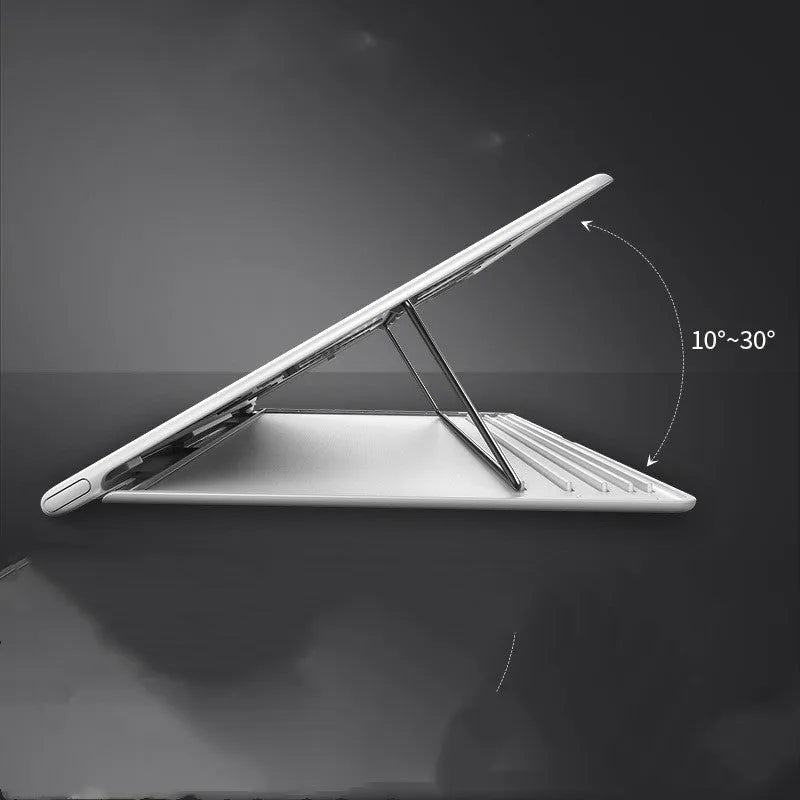 Portable alloy notebook stand for laptops under 16 inches, slim 0.8mm design in black colour
