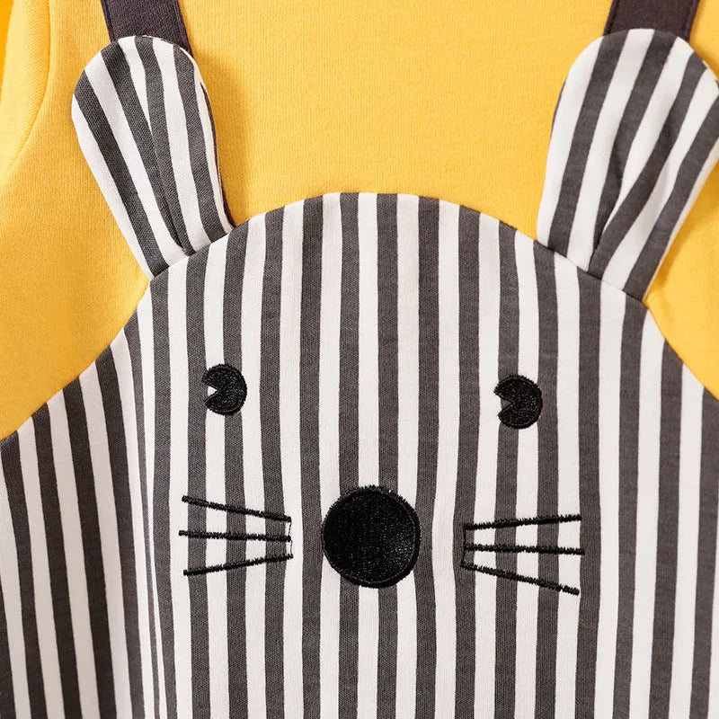 Cotton baby suit, safety class A, pullover, long sleeves, white or yellow, sizes 59cm to 90cm