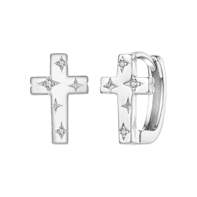 Original S925 sterling silver star cross ear clip for women in colour BSE1250, European American style ear cuff