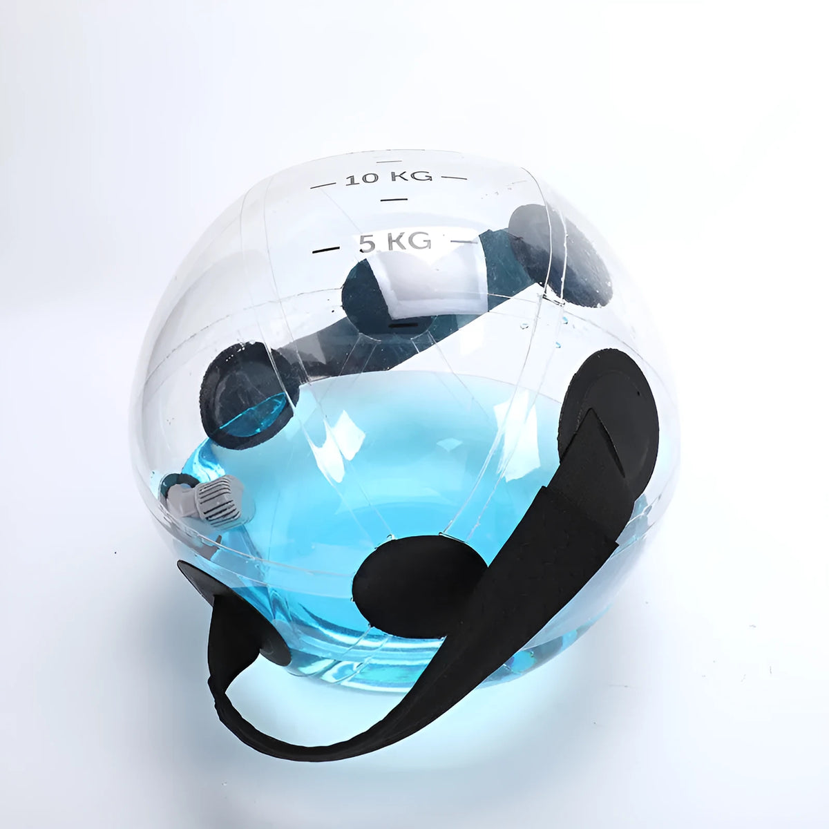Transparent PVC inflatable water bag fitness ball, 38cm diameter, 720g empty, for sports and irrigation.