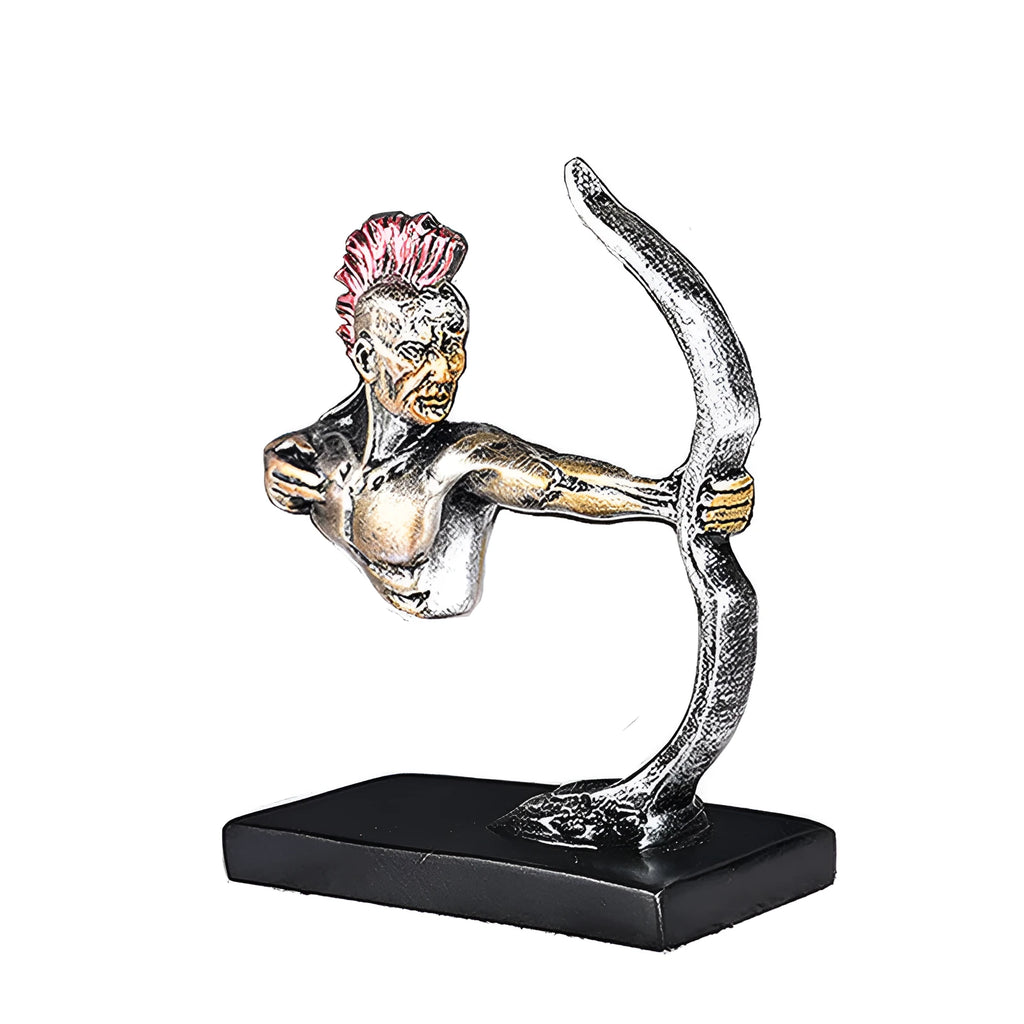 Indian bow and arrow resin car ornament on dashboard, compact 10.5 x 11.5 cm, colour as shown