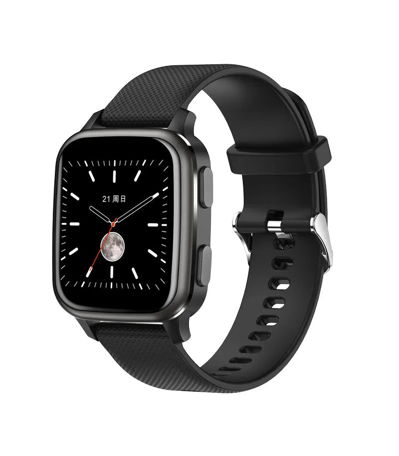 Aluminium alloy smart watch bracelet on wrist showing heart rate monitoring and call notification.