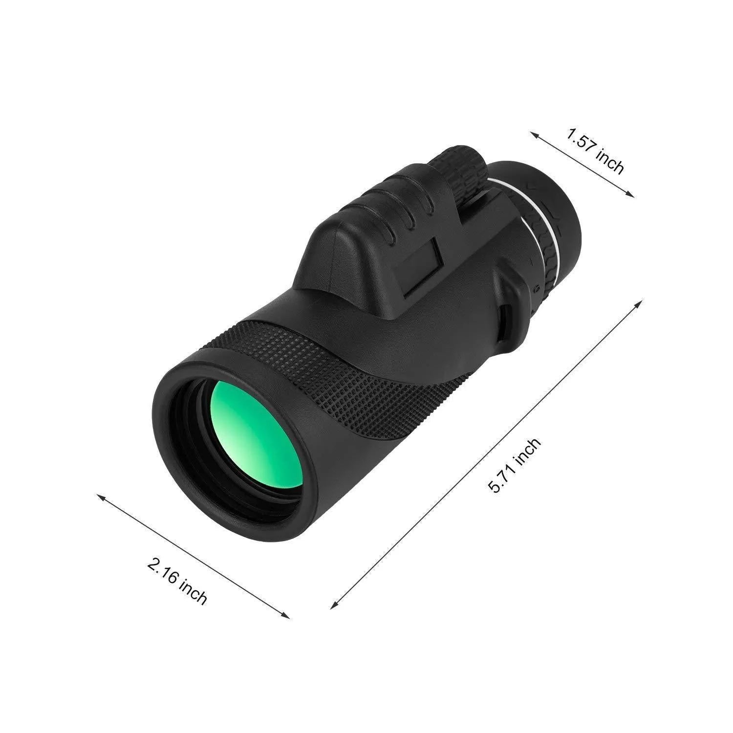 Black 40x60 smartphone monocular telescope with mounting adapter on a phone for HD observation.
