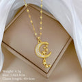 Moon tassel necklace in stainless steel with copper geometric pendant on image-style chain