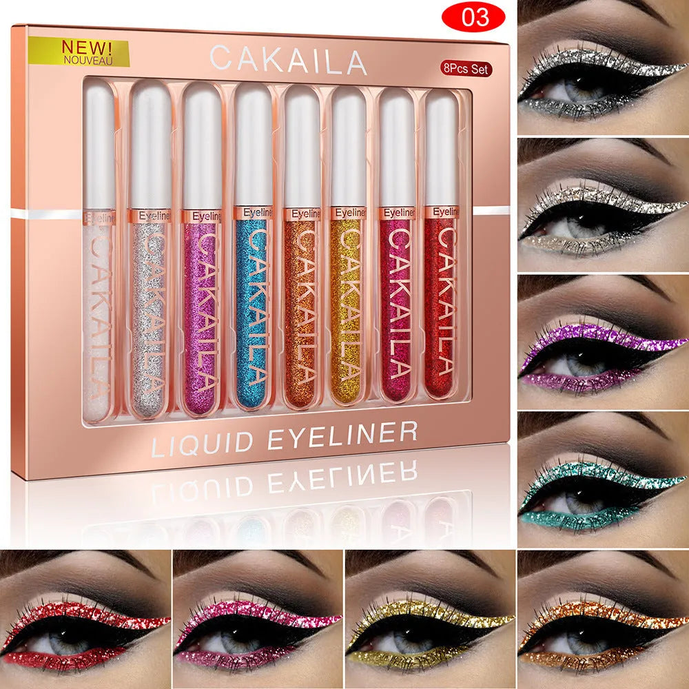 CAKAILA Kakaila 8 colour liquid eyeliner set with fine tip applicator in assorted shades