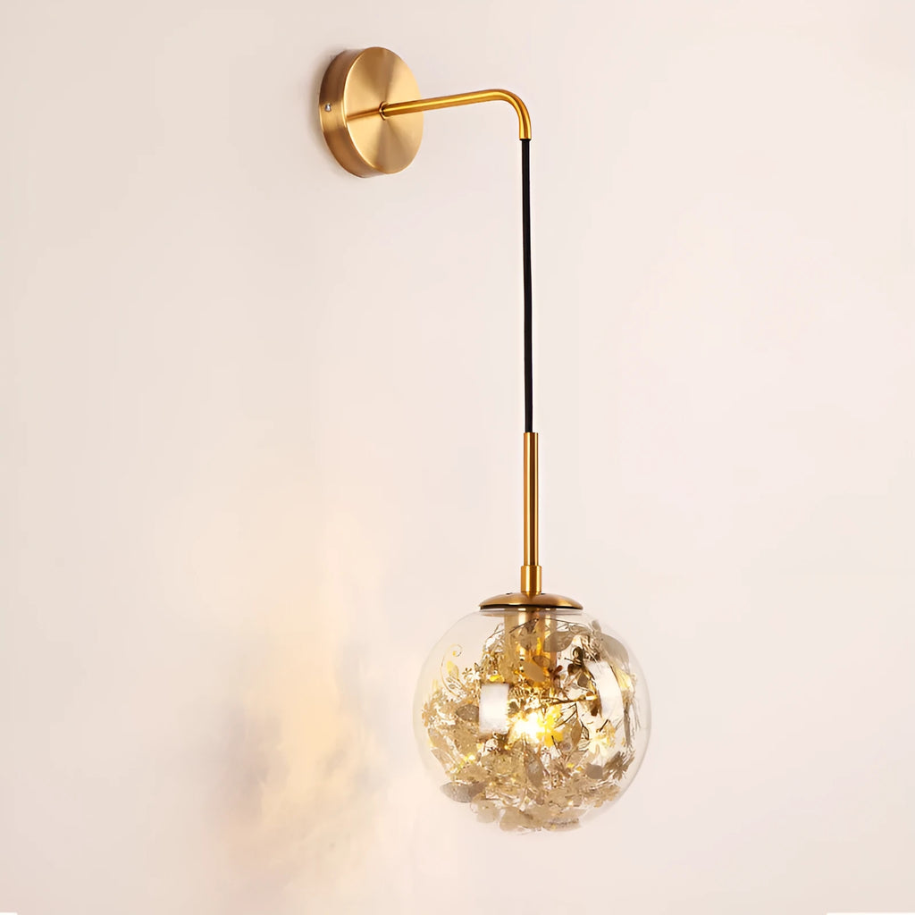 Modern glass wall lamp in gold or silver finish with LED light source