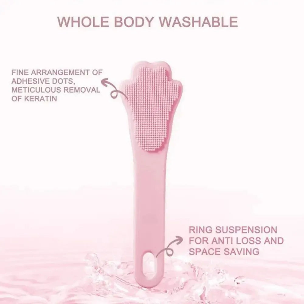 Silicone finger cover toothbrush for pet dental cleaning in pink, purple, and yellow colours.