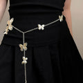 Gold and silver alloy waist chain with butterfly design measuring 104cm length