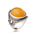 Geometric retro alloy ring with antique silver amber electroplating