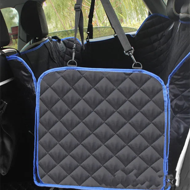Waterproof cloth car rear seat pet mat in blue, orange, or black for dog travel