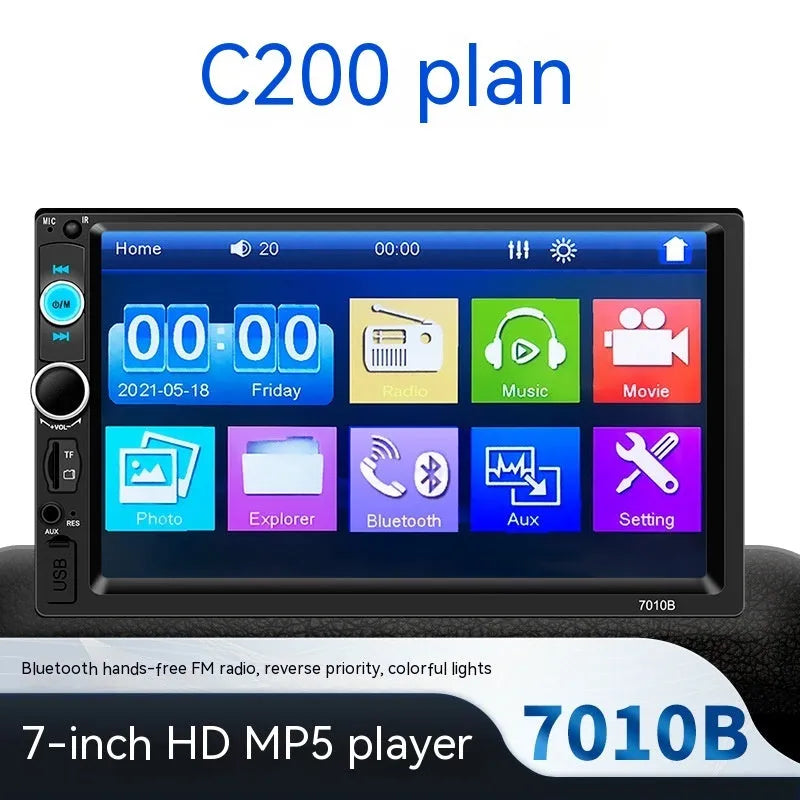 7-inch HD Bluetooth car player for vehicles with CarPlay option and reversing priority feature