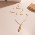 Retro feather tassel necklace for women in gold silver alloy with leaf geometry